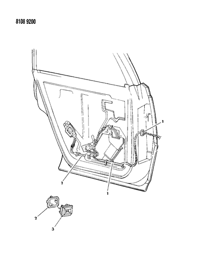 1988 Chrysler Town & Country Wiring & Switches - Rear Door Diagram