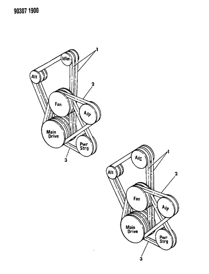 1990 Dodge D150 Drive Belts Diagram 1