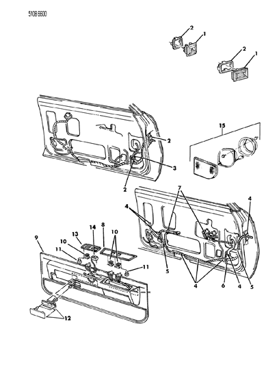 1985 Chrysler LeBaron GTS Wiring & Switches - Front Door Diagram 2
