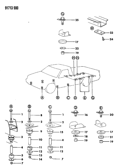 1991 Dodge Ram 50 Shim-Rear Body Mounting Diagram for MB513458
