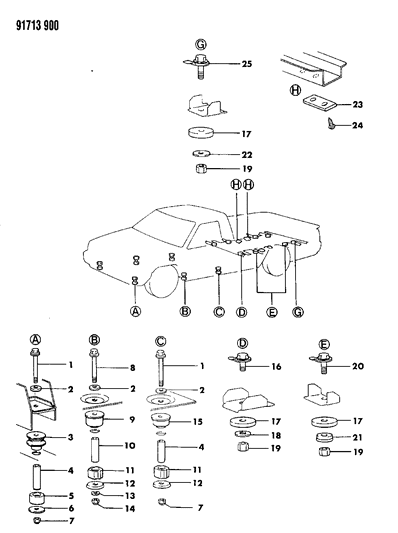 1991 Dodge Ram 50 Shim-Rear Body Mounting Diagram for MB115909