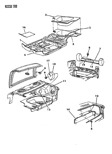 1992 Chrysler LeBaron GTC Carpet & Silencers Diagram
