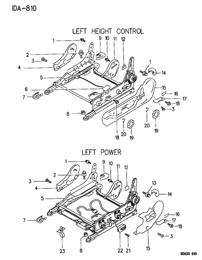 1995 Dodge Avenger Adjuster , Shield & Recliner Left Diagram