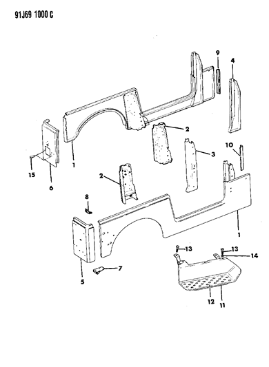 1993 Jeep Wrangler Panels, Body Side Diagram