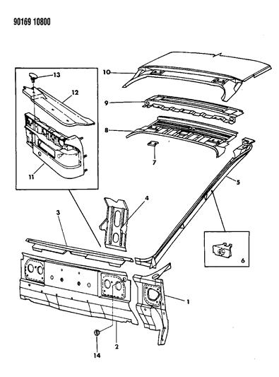 1990 Dodge Daytona Liftgate Opening Panel Diagram