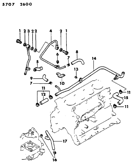 1985 Dodge Conquest Water Hose & Pipe Diagram