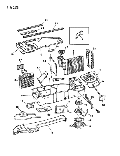 1989 Dodge Caravan Air Conditioning & Heater Unit Diagram