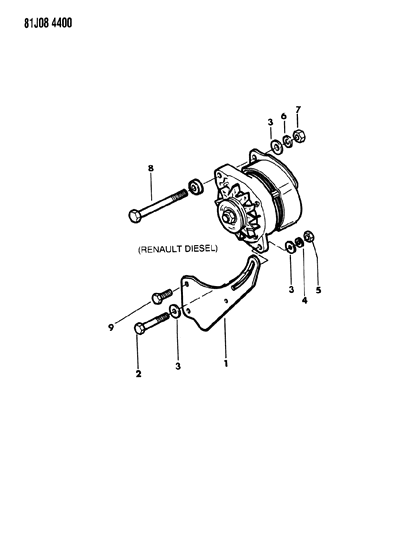 1986 Jeep Wrangler Alternator & Mounting Diagram 2