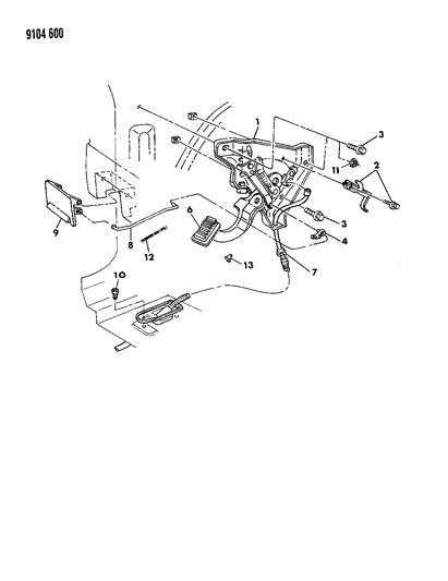 1989 Dodge Aries Lever - Parking Brake Diagram