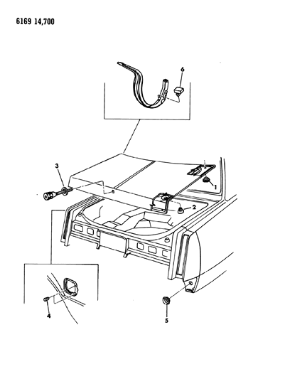 1986 Dodge Diplomat Bumpers & Plugs Deck Lid Diagram