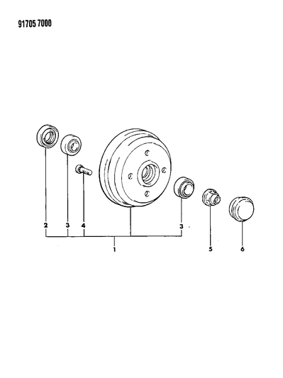 1991 Dodge Colt Brake, Drum And Bearings, Rear Diagram 3