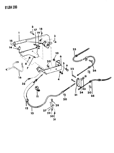 1986 Jeep Wrangler Lever Assembly & Cables Parking Brake Diagram 2