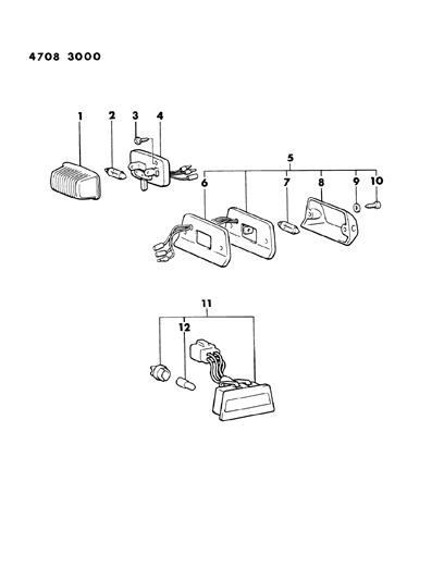 1984 Dodge Ram 50 Lamps - Cargo-Dome-Courtesy Diagram