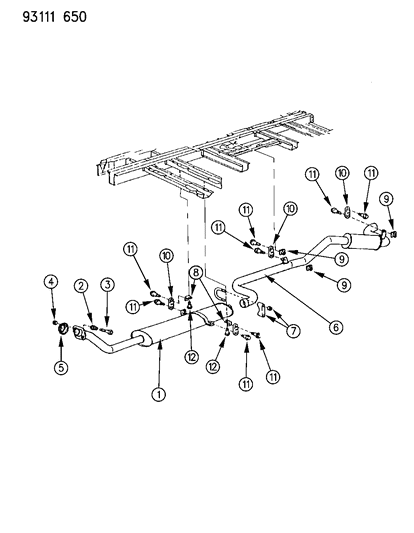 1993 Dodge Grand Caravan Pipe-Euro-Tail W/MUFFLER SWB Diagram for 4682150