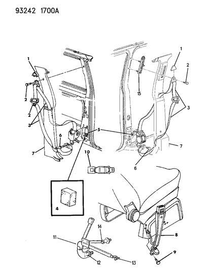 1993 Dodge Grand Caravan Belt - Front Seat Diagram