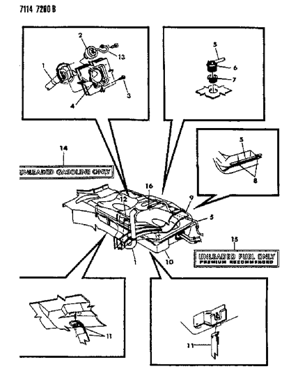 1987 Dodge Omni Fuel Tank & Fuel Filler Diagram