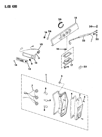 1989 Jeep Grand Wagoneer Lamp-License Diagram for J3670544