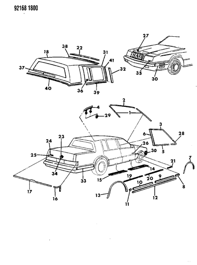 1992 Chrysler New Yorker Mouldings & Ornamentation Diagram 1