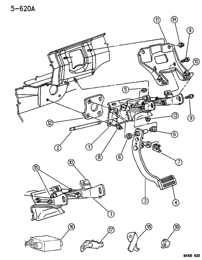 1994 Chrysler LeBaron Brake Pedal Diagram