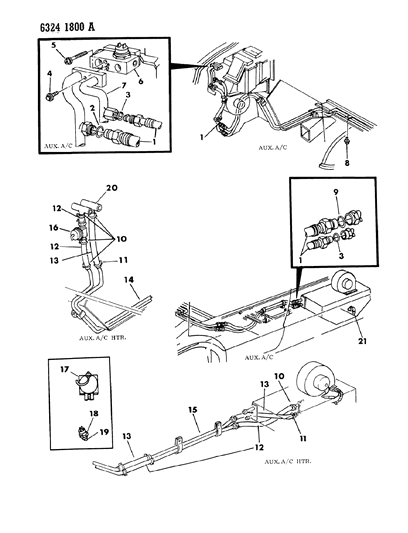 1987 Dodge Ram Van Plumbing - Auxiliary Rear A/C & Heater Diagram