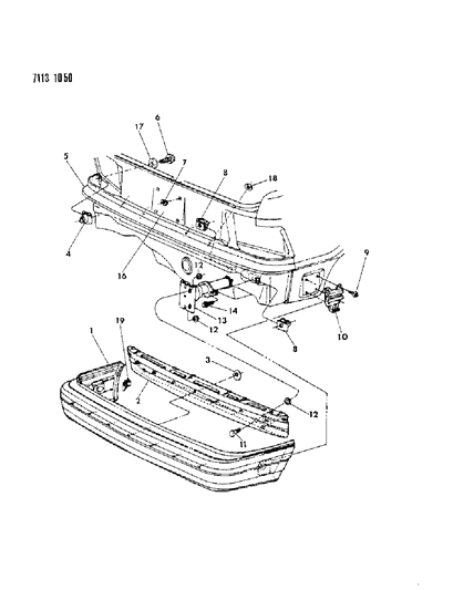 1987 Dodge Shadow Fascia, Bumper Rear Diagram