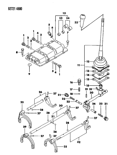 1992 Dodge Stealth Pin-M/T GEARSHIFT Equip Diagram for MF472592