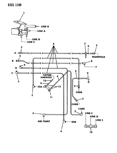 1986 Dodge Ram Van EGR Hose Harness Diagram 1