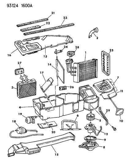 1993 Chrysler Town & Country Air Conditioning & Heater Unit Diagram