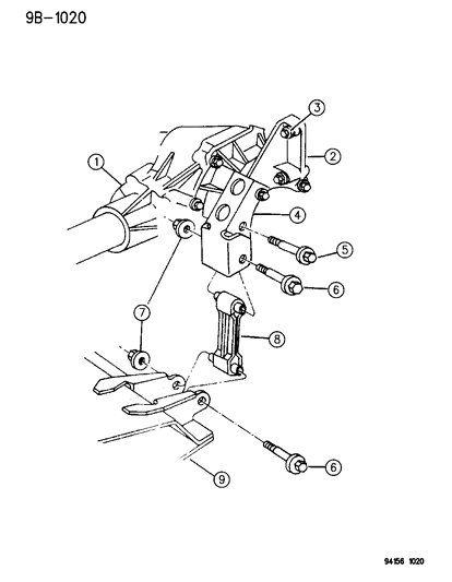 1994 Chrysler Town & Country STRUT PTU To Suspension CROSSMEMBER En Diagram for 4612180