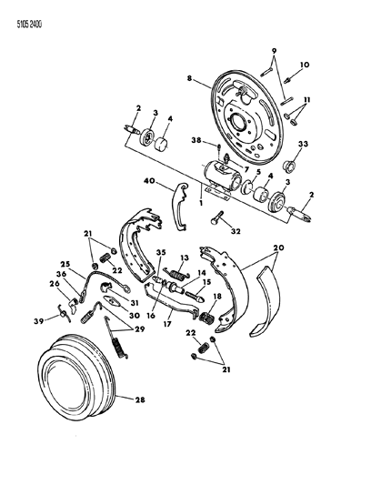 1985 Chrysler Fifth Avenue Brakes, Rear Diagram