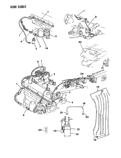 1987 Dodge Ram Wagon Wiring - Engine - Front End & Related Parts Diagram 1