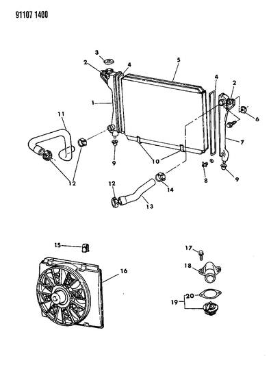 1991 Chrysler TC Maserati Radiator & Related Parts Diagram