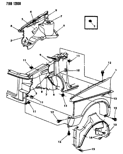 1987 Dodge Caravan Fender & Shield Diagram