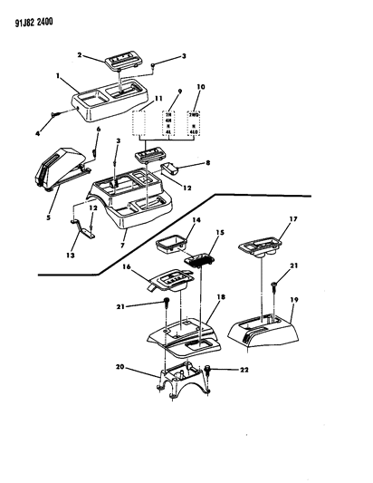 1991 Jeep Cherokee Cover Park Brake TRM Diagram for 5CP48LD5