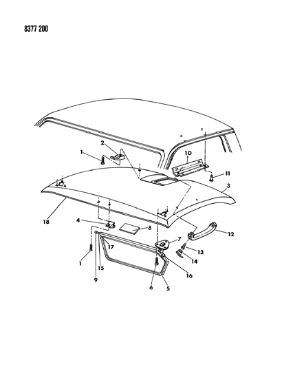 1989 Dodge Dakota HEADLINER-HEADLINING Diagram for H892HR8