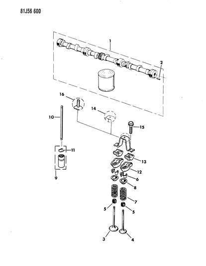 1986 Jeep Wrangler Camshaft & Valves Diagram 3