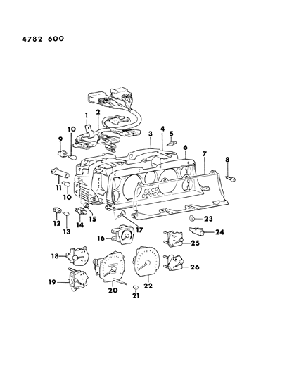 1984 Chrysler Conquest Cluster, Instrument Panel Mechanical Diagram