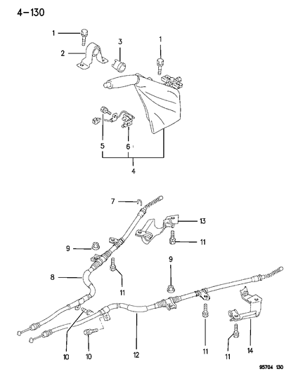 1996 Dodge Stealth Controls, Parking Brake Diagram 1