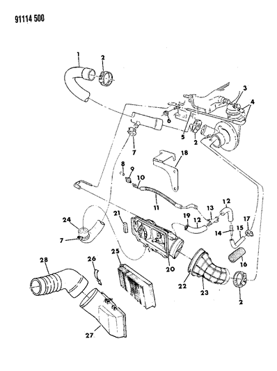1991 Chrysler LeBaron GTC Air Cleaner Diagram 2