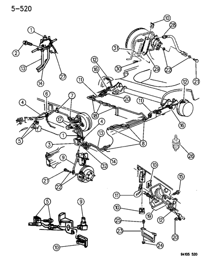1994 Chrysler LeBaron Sedan Lines & Hoses, Brake Diagram 2