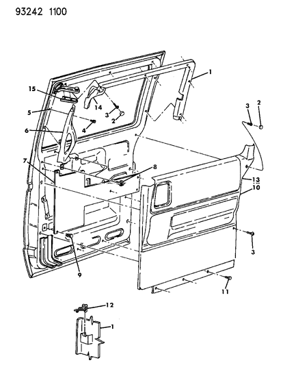 1993 Chrysler Town & Country Panel - Door Trim Sliding Diagram