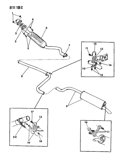 1988 Dodge Omni Exhaust System Diagram