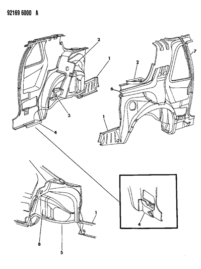 1992 Chrysler LeBaron GTC Quarter Panel Diagram 1