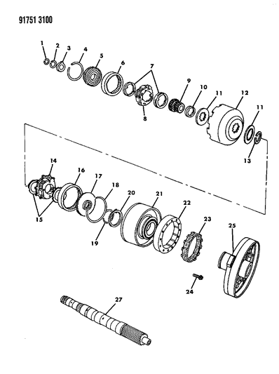 1991 Dodge Ram 50 Gear Train & Intermediate Shaft Diagram