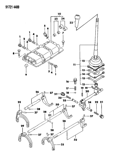 1991 Dodge Ram 50 Control, Shift Diagram 1