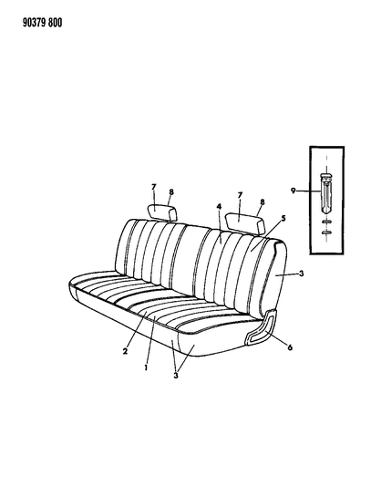 1991 Dodge Ramcharger Seat - Front Conventional Cab Diagram
