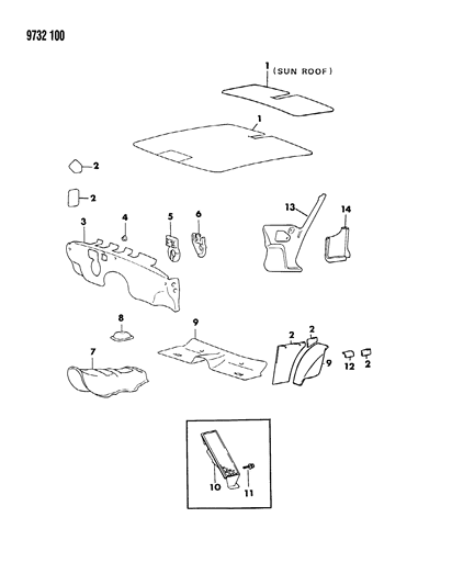 1989 Chrysler Conquest Silencer & Pads Interior Diagram