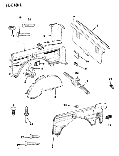 1993 Jeep Cherokee Panels - Interior Trim, Rear Diagram 1