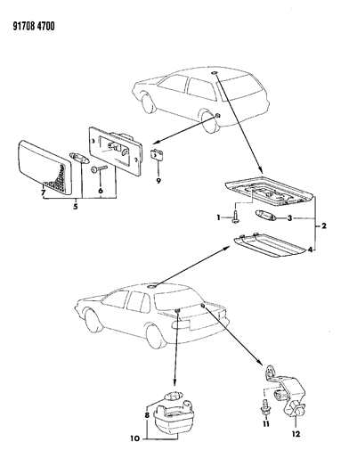 1991 Dodge Colt Lamp - Dome Diagram
