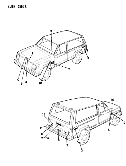 1987 Jeep Wagoneer NAMEPLATE 4.0 Litre Diagram for 55010037